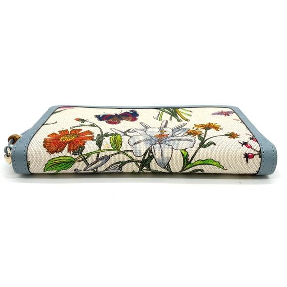 Authentic GUCCI Floral Round Zipper Long Wallet Bamboo - Picture 6 of 11